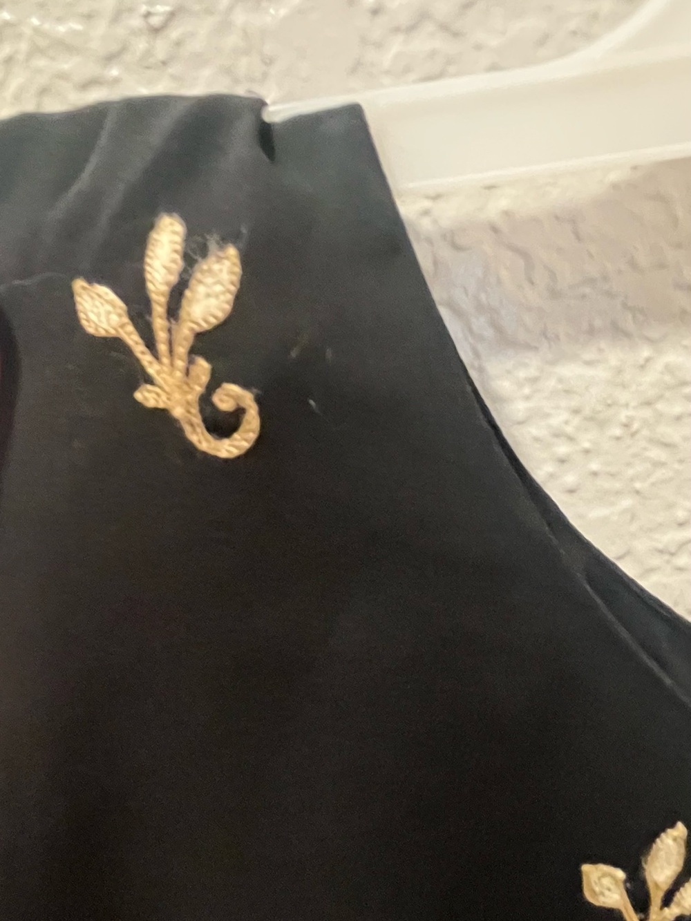 Emma James Black Midi Dress with Gold Embroidered Motifs
